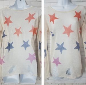 Star Print Sheer See Through Sweater